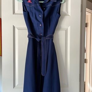 Elegant Navy Blue Sleeveless Dress